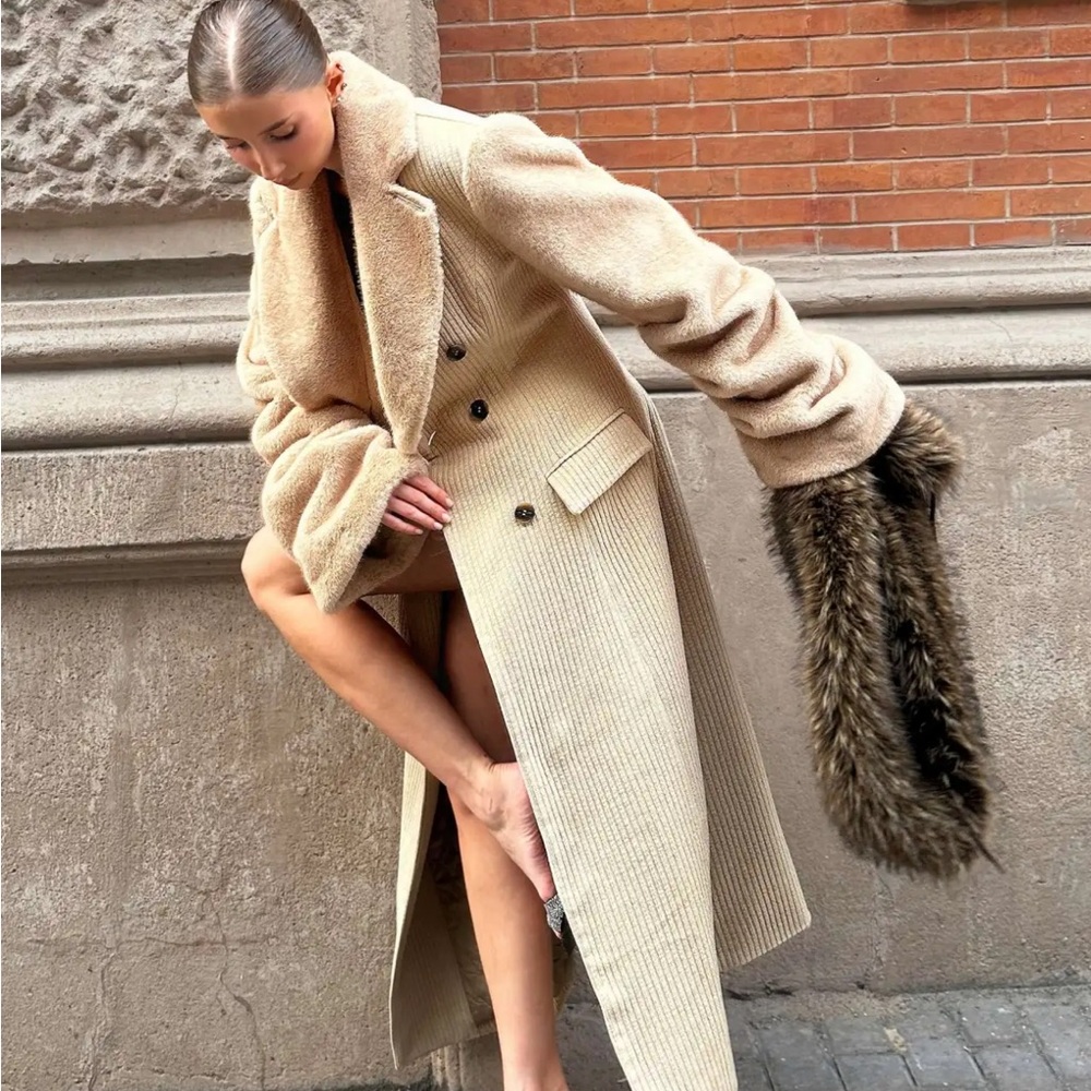 Elegant Beige Long Coat